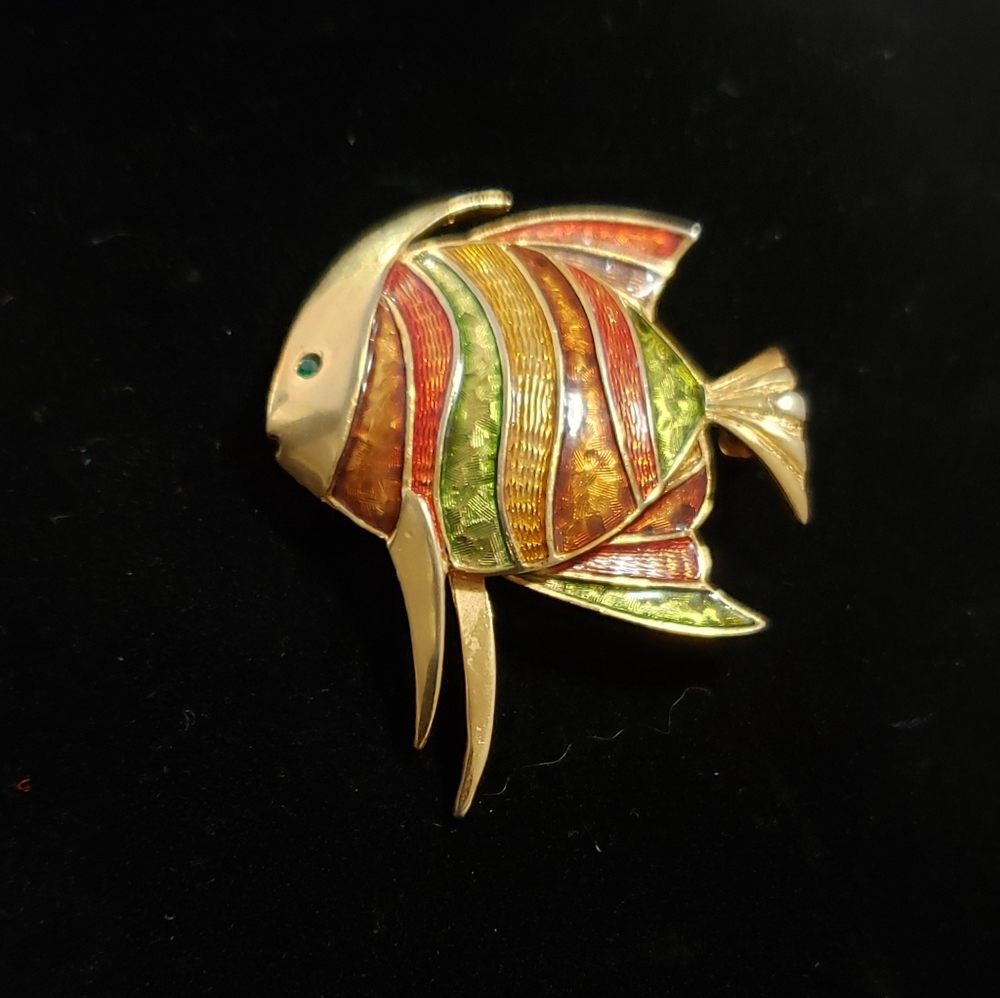 1950s Vintage Marcel Boucher Enamel Angel Fish Pin signed